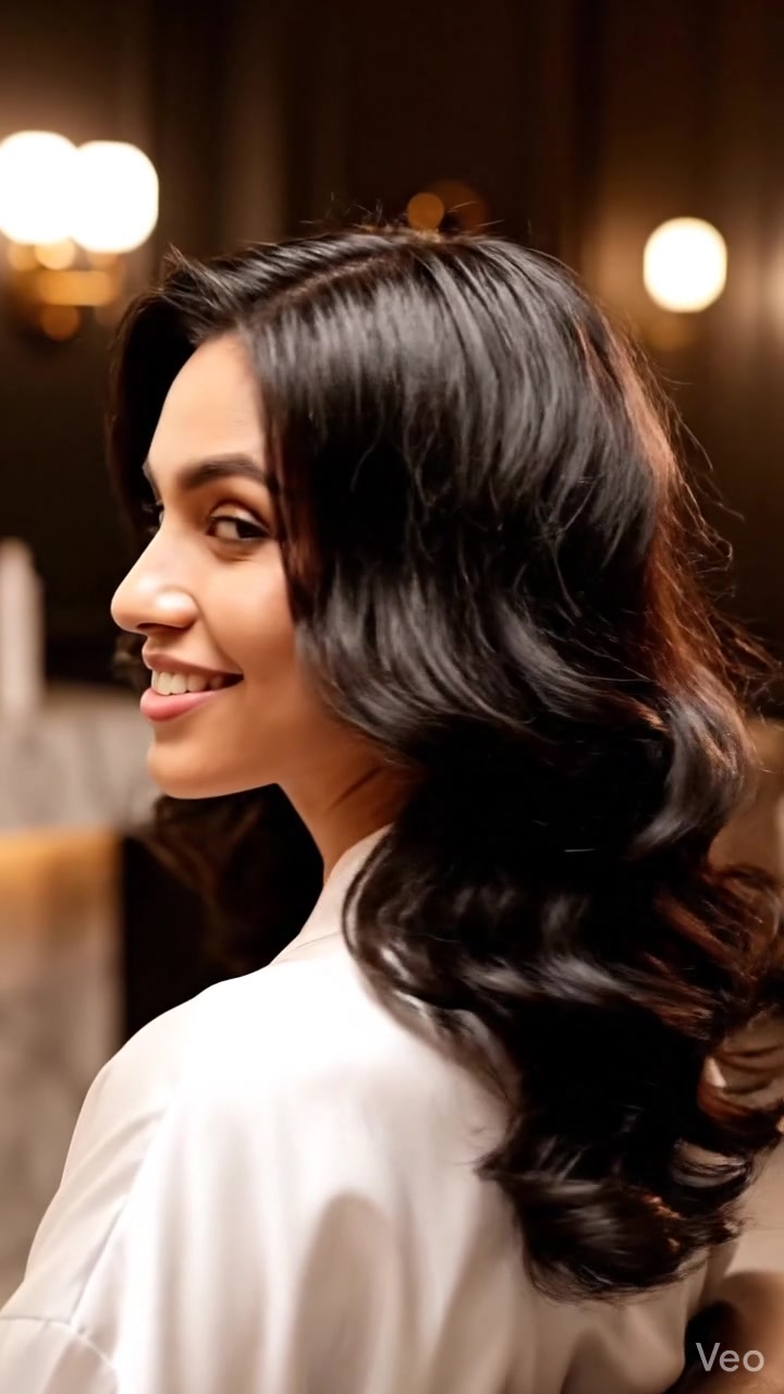 Smooth finished hair photographed after a salon service in Nellore