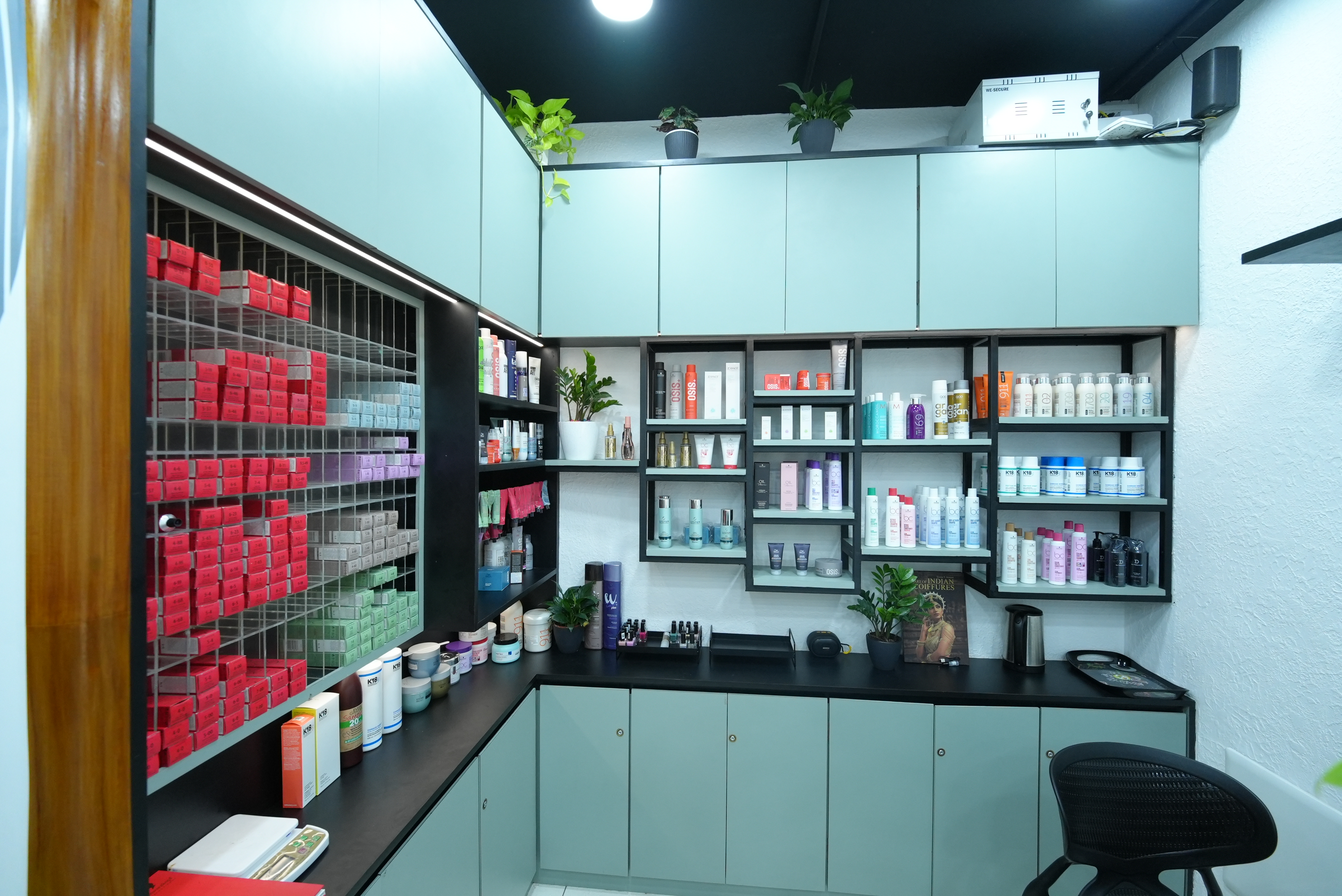 Professional colour and care products displayed inside RAM KALASAPATI